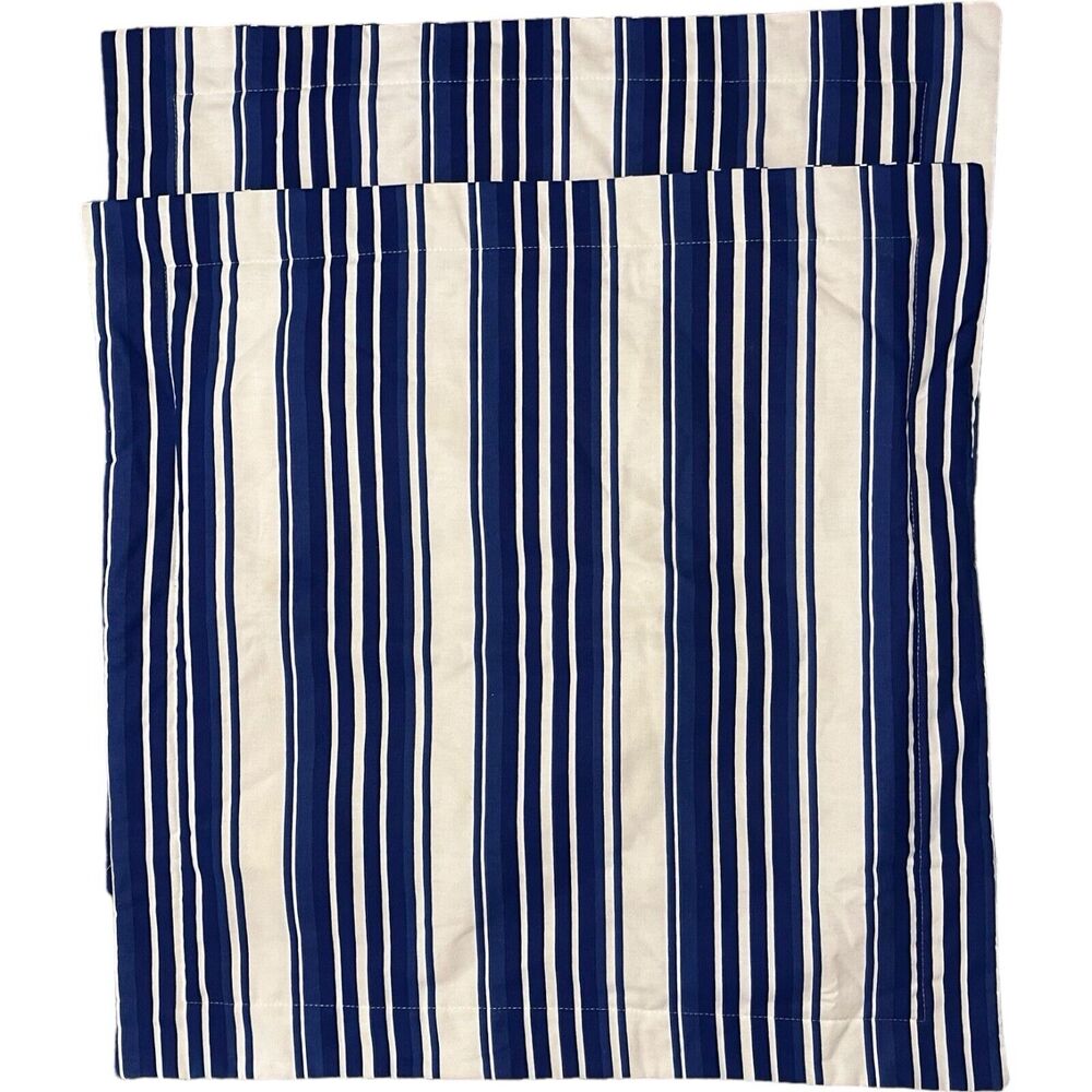 Thomasville Cayman II Blue White Stripe Euro Shams 26 X 26 Envelope Closure